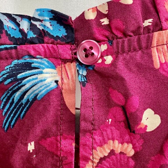 Lane Bryant Cotton Floral Popover Blouse Pink Ruffle Neck Short Sleeve Size 22 - Picture 8 of 16